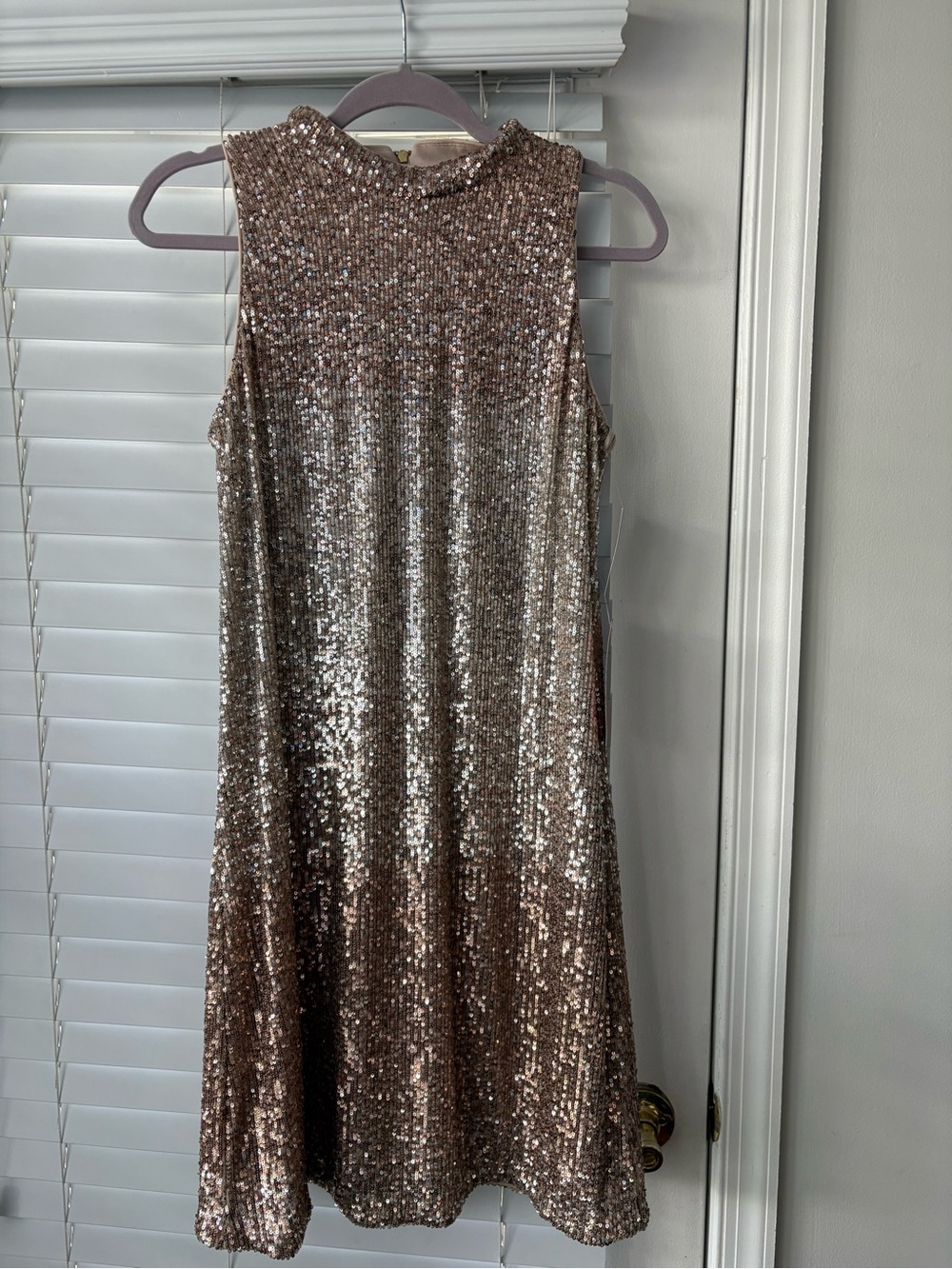 BHLDN ANTHROPOLOGIE WEDDINGS, Rose-Gold OMBRE Sequin Mini Shift Dress, SIZE 12